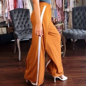 Women's Tan Pants with White Stripe